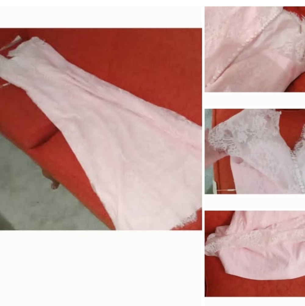Nwt Elegant Pink Lace Victorian Ballgown With Button Detail Zipper Back/lining